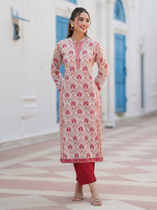 Women Floral Printed Daily Cotton A-Line Kurta