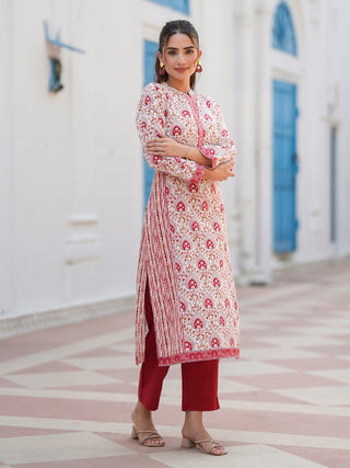 Women Floral Printed Daily Cotton A-Line Kurta