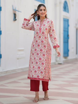 Women Floral Printed Daily Cotton A-Line Kurta