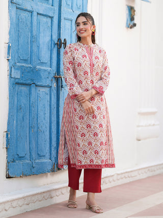 Women Floral Printed Daily Cotton A-Line Kurta