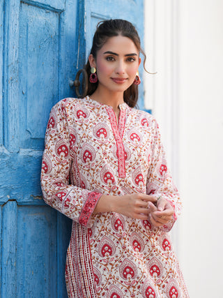 Women Floral Printed Daily Cotton A-Line Kurta