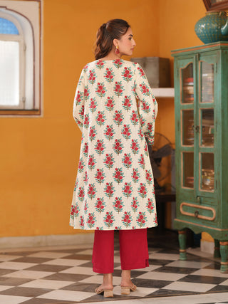 Women Ethnic Motifs Printed Pure Cotton Flared Sleeves A-Line Kurta