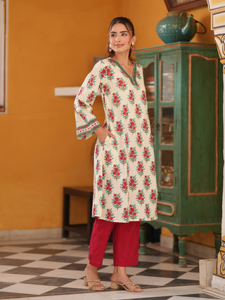 Women Ethnic Motifs Printed Pure Cotton Flared Sleeves A-Line Kurta