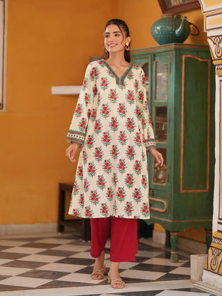Women Ethnic Motifs Printed Pure Cotton Flared Sleeves A-Line Kurta