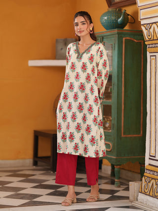 Women Ethnic Motifs Printed Pure Cotton Flared Sleeves A-Line Kurta