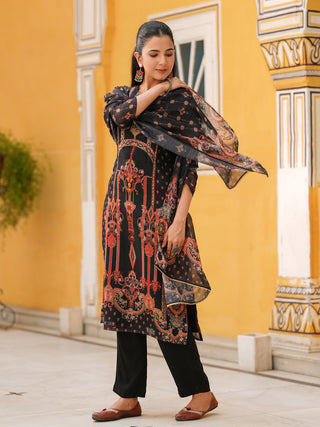 Women Sequinned Chanderi Cotton Kurta with Trousers & Dupatta