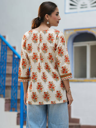 Women Floral Printed Pure Cotton Regular Top