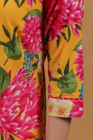 Women Floral Printed Handloom Kurta