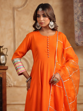 Women Regular Gotta Patti Anarkali Kurta With Trousers & Dupatta