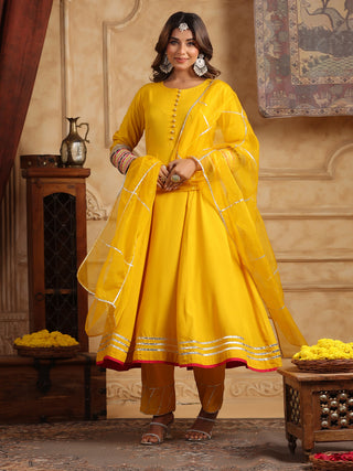 Women Regular Gotta Patti Anarkali Kurta With Trousers & Dupatta