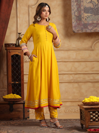 Regular Gotta Patti Anarkali Kurta With Trousers & Dupatta