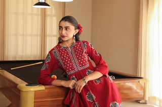 Women Ethnic Motifs Printed Regular Thread Work Pure Cotton Kurta with Trousers & With Dupatta (Copy)