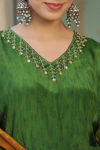 Women Ethnic Motifs Printed Beads and Stones Kurta Set With Dupatta