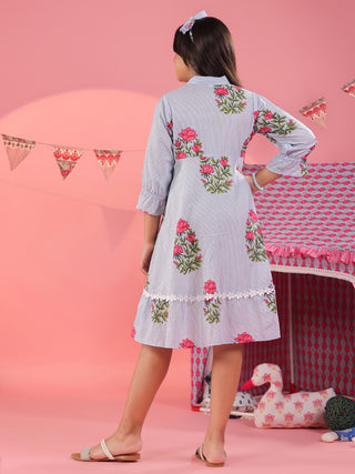 Girls Floral Printed Pure Cotton Dress