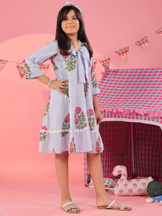 Girls Floral Printed Pure Cotton Dress