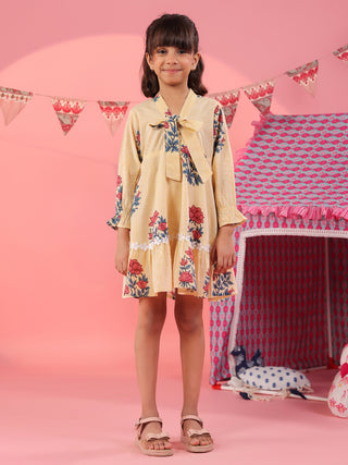 Girls Floral Printed Pure Cotton Dress