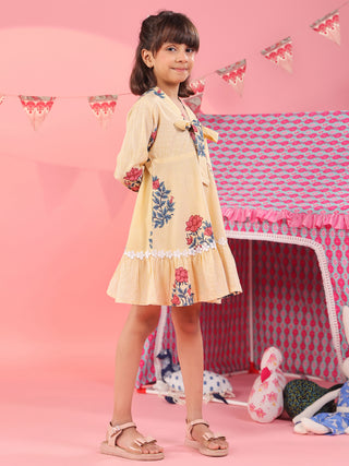 Girls Floral Printed Pure Cotton Dress