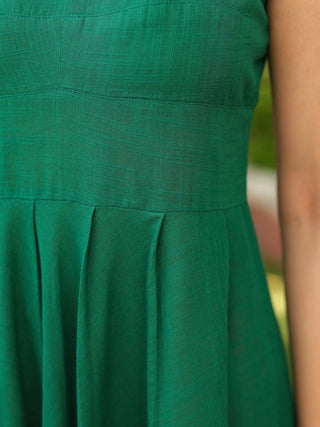 Women Solid Fit and Flare Pure Cotton Midi Dress