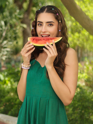 Women Solid Fit and Flare Pure Cotton Midi Dress