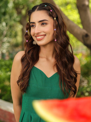 Women Solid Fit and Flare Pure Cotton Midi Dress