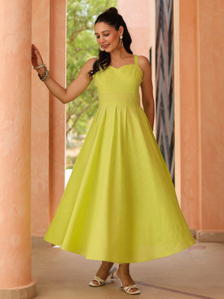 Women Solid Fit and Flare Pure Cotton Midi Dress