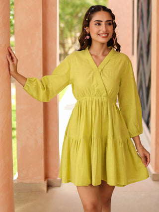 Puff Sleeve Fit & Flare Dress