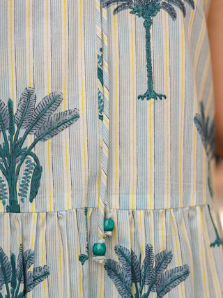 Floral Printed Tiered Ethnic A-Line Dresses