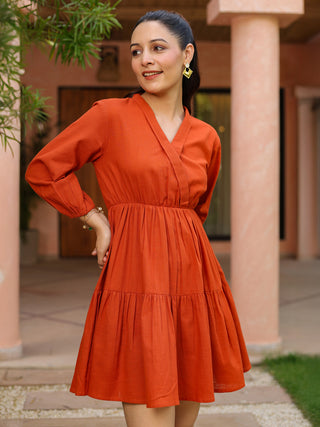 Women Solid Fit & Flare Dress