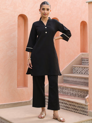 V-Neck Pure Cotton Tunic With Trousers Co-Ords