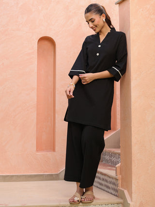V-Neck Pure Cotton Tunic With Trousers Co-Ords