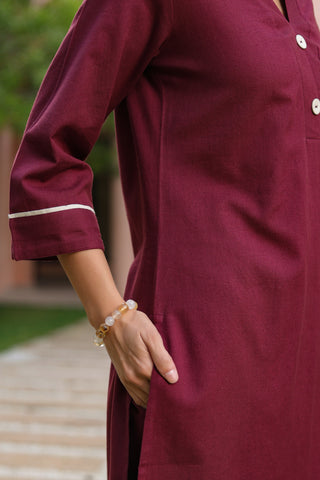 V-Neck Pure Cotton Tunic With Trouser