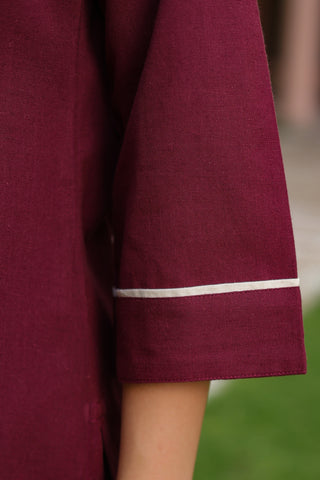 V-Neck Pure Cotton Tunic With Trouser