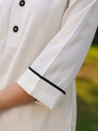 V-Neck Pure Cotton Tunic With Trousers Co-Ords