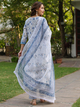 Women Ethnic Motifs Printed Pure Cotton Kurta with Trousers & Dupatta