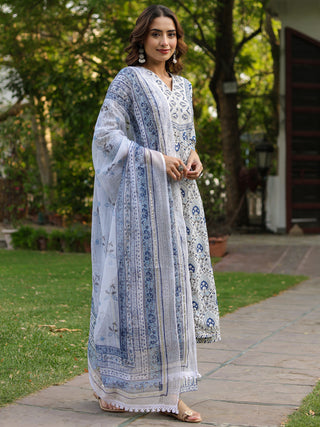 Women Ethnic Motifs Printed Pure Cotton Kurta with Trousers & Dupatta