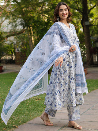Women Ethnic Motifs Printed Pure Cotton Kurta with Trousers & Dupatta