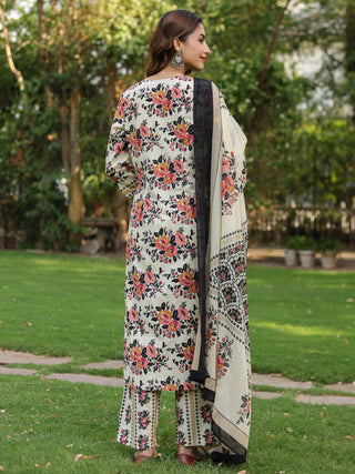 Women Floral Printed Regular Pure Cotton Kurta with Trousers & With Dupatta