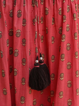 Ethnic Motifs Printed Tiered Pure Cotton V-Neck Fit & Flared Midi Dress