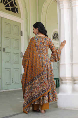 Women Ethnic Motifs Printed Pure Cotton Kurta With Trousers & Dupatta