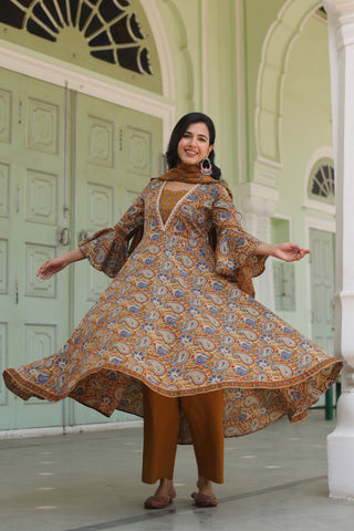 Women Ethnic Motifs Printed Pure Cotton Kurta With Trousers & Dupatta