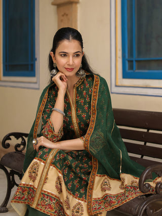 Women Ethnic Motifs Printed Cotton Anarkali Kurta with Trousers & Dupatta