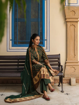 Women Ethnic Motifs Printed Cotton Anarkali Kurta with Trousers & Dupatta