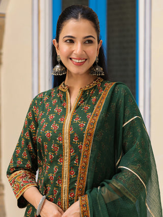 Women Ethnic Motifs Printed Cotton Anarkali Kurta with Trousers & Dupatta