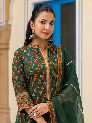Women Ethnic Motifs Printed Cotton Anarkali Kurta with Trousers & Dupatta