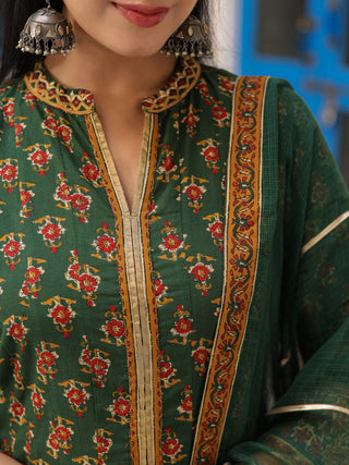 Women Ethnic Motifs Printed Cotton Anarkali Kurta with Trousers & Dupatta