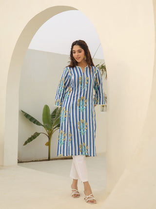 Women Striped Printed Pure Cotton Kurta