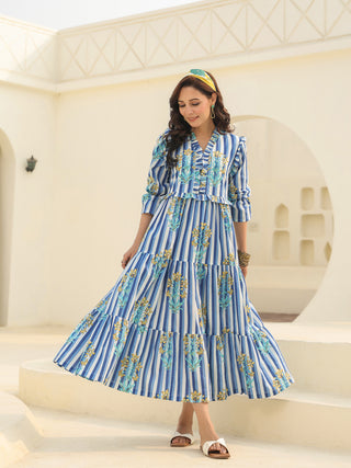 Printed Pure Cotton Fit & Flared Midi Dress