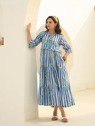 Printed Pure Cotton Fit & Flared Midi Dress