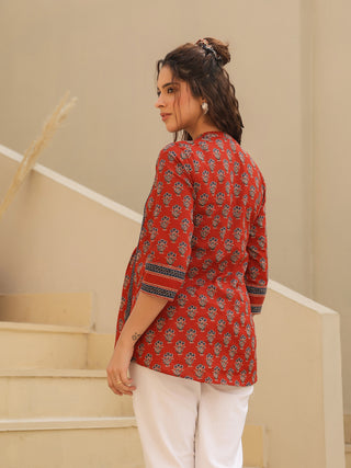 red ethnic printed top