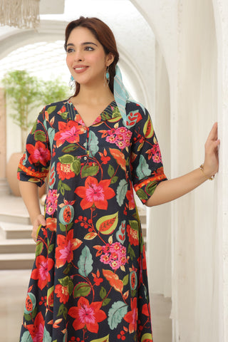 floral printed A-line dress